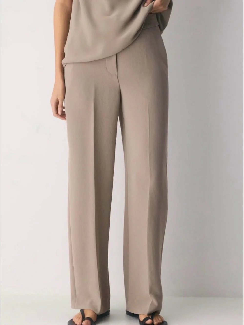 Aritzia Wide-Leg Trousers in Taupe